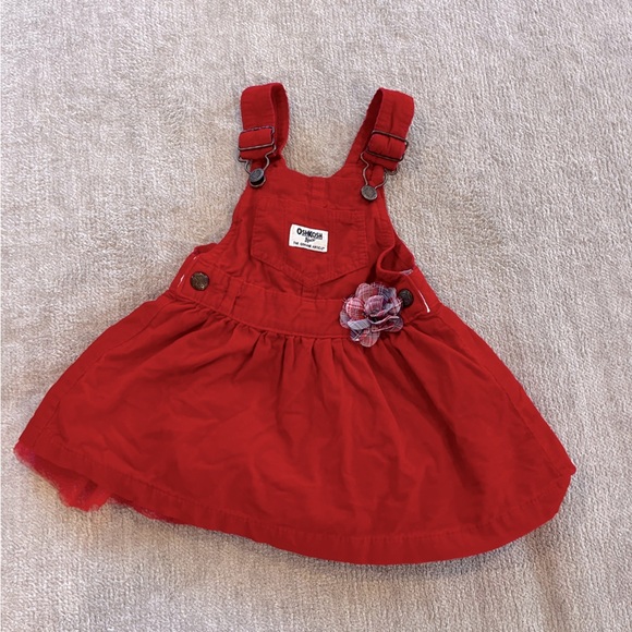 Osh Kosh B’Gosh Red Corduroy Dress with Flower Accent 12 Months - Picture 1 of 4